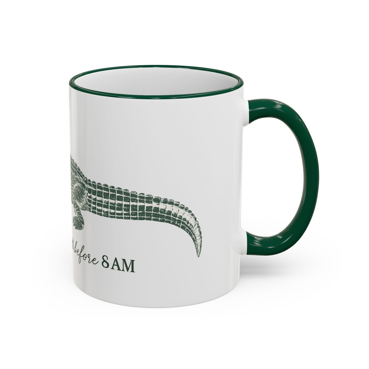 Cold Blooded Before 8 AM Accent Rim Mug — Alligator Coffee Cup (11oz, 15oz)