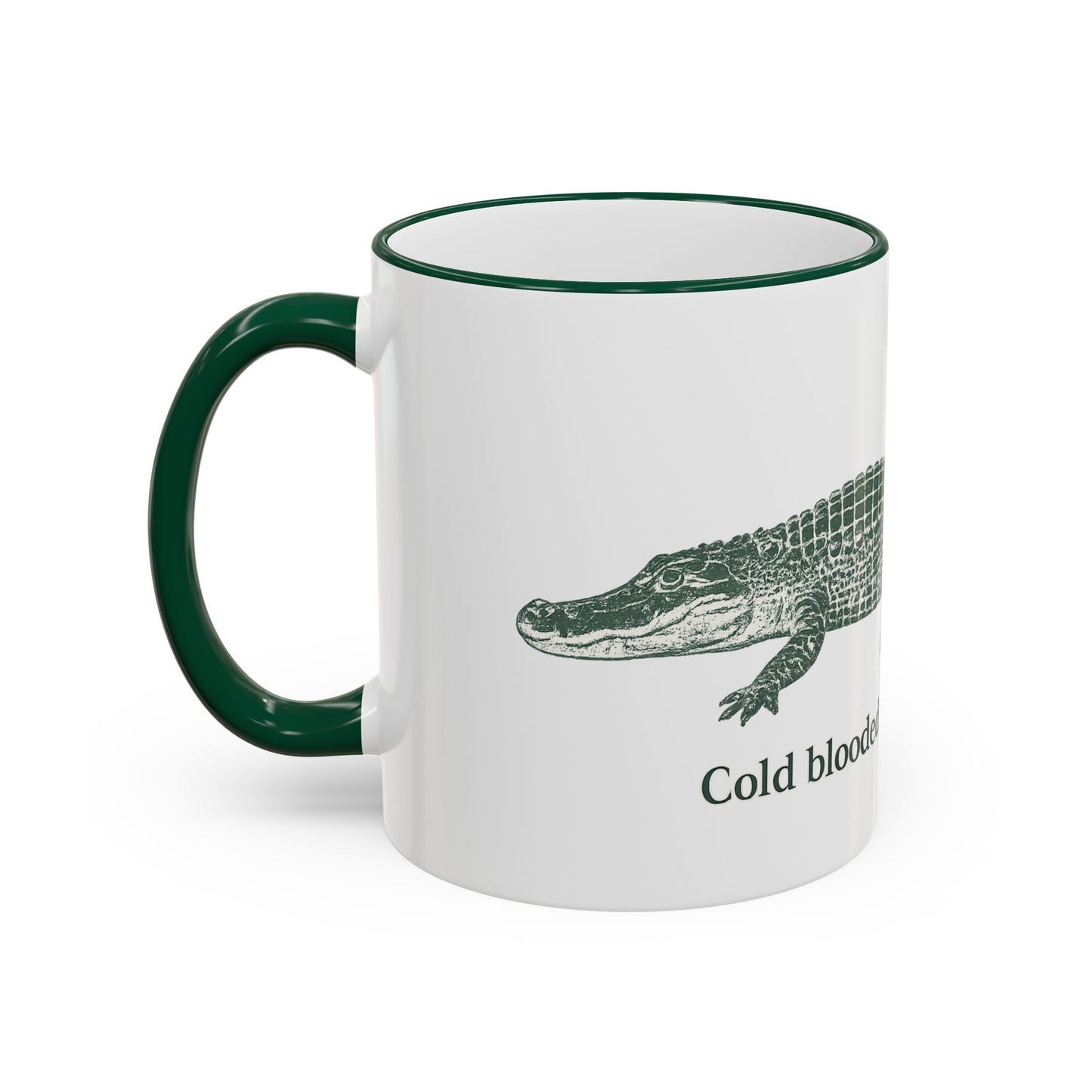 Cold Blooded Before 8 AM Accent Rim Mug — Alligator Coffee Cup (11oz, 15oz)